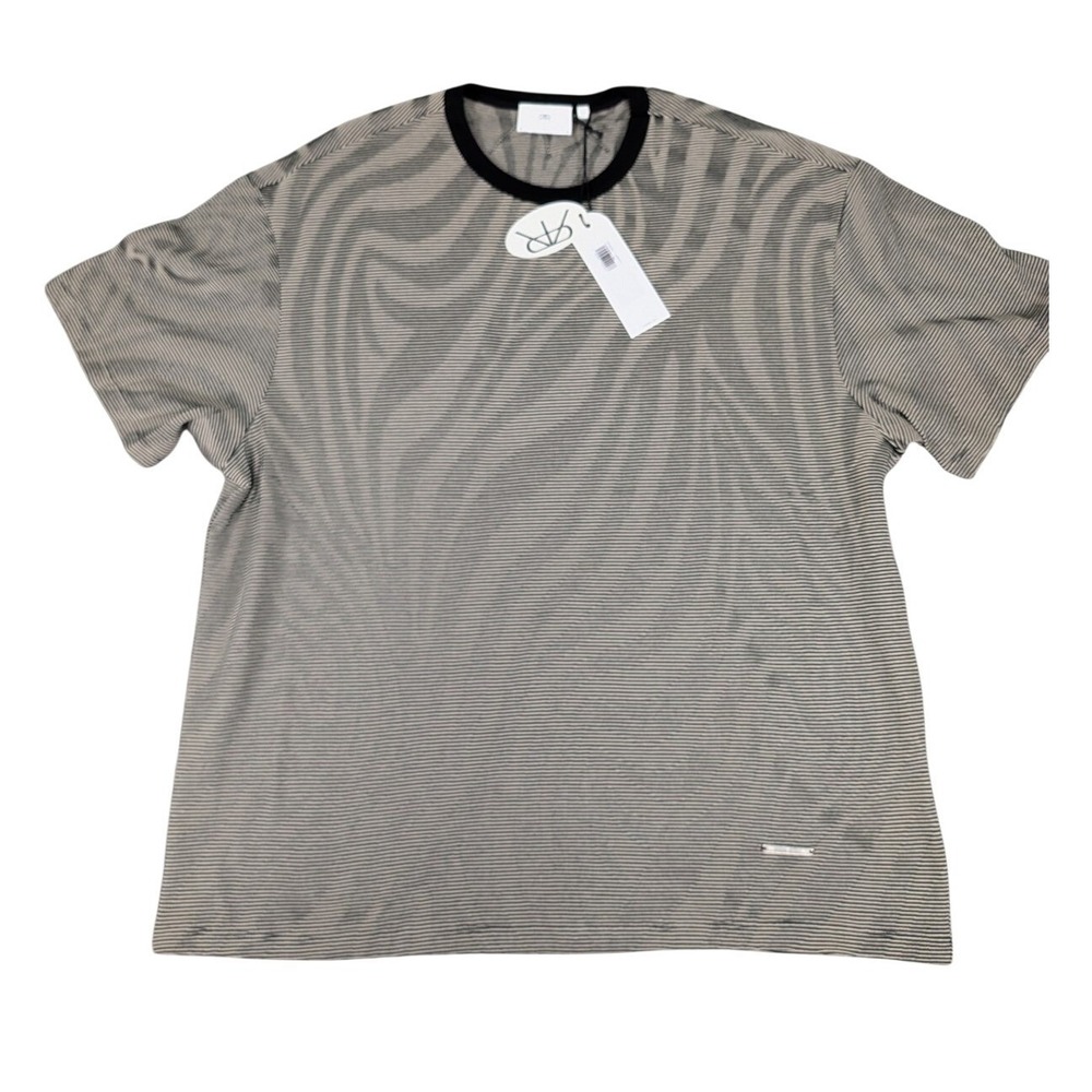 RtA Shirt‎ Mens Large Black Beige Zebra Stripe Holographic Iridescent Oversized
